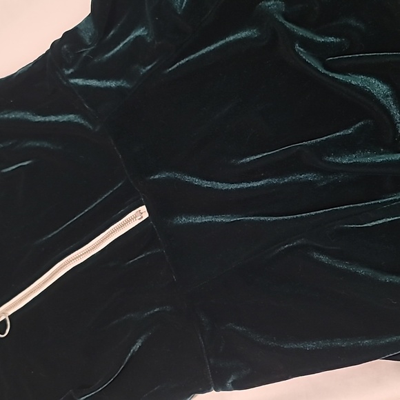 Valfre Green Velvet Half Zip Skater Dress - Picture 4 of 5